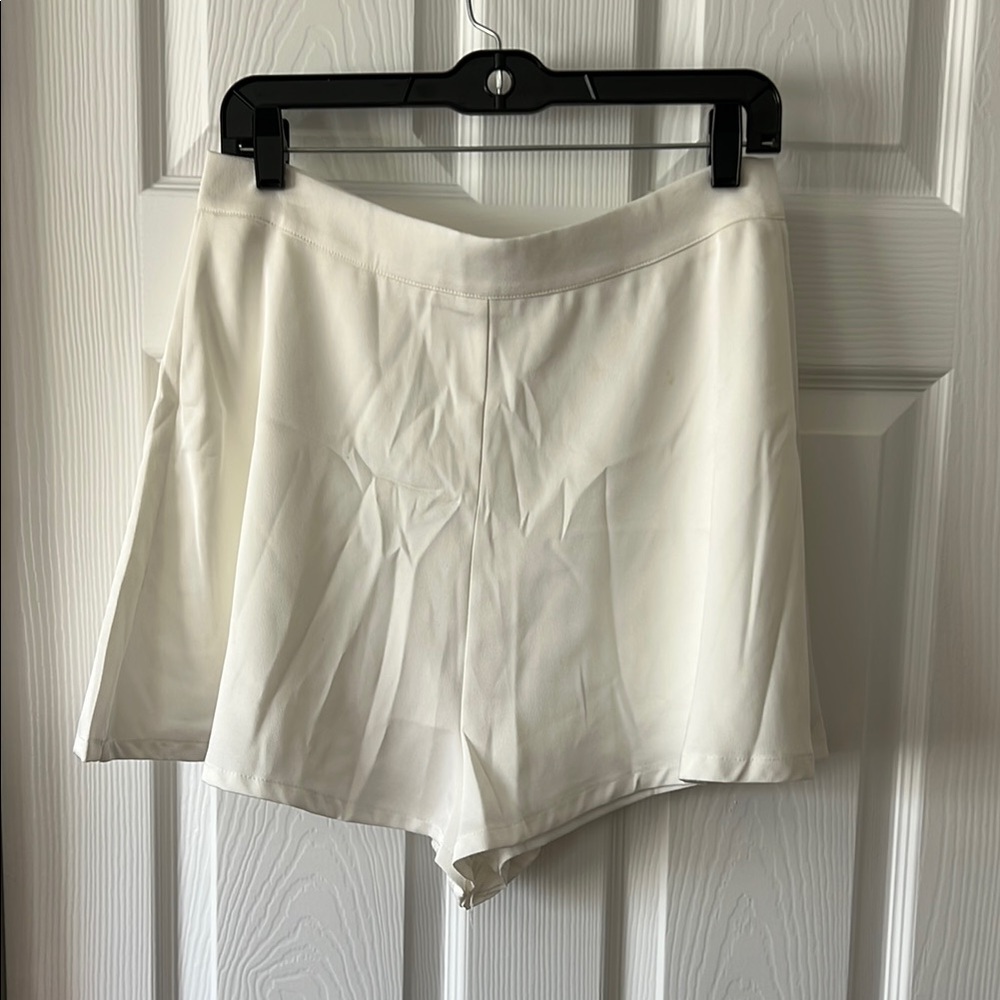 Women's White High-Waist Dress Shorts